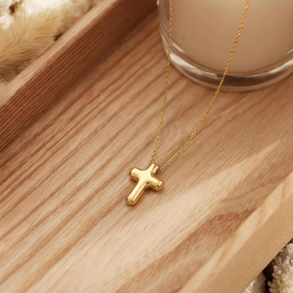 Gold Mini Cross Necklace Margot