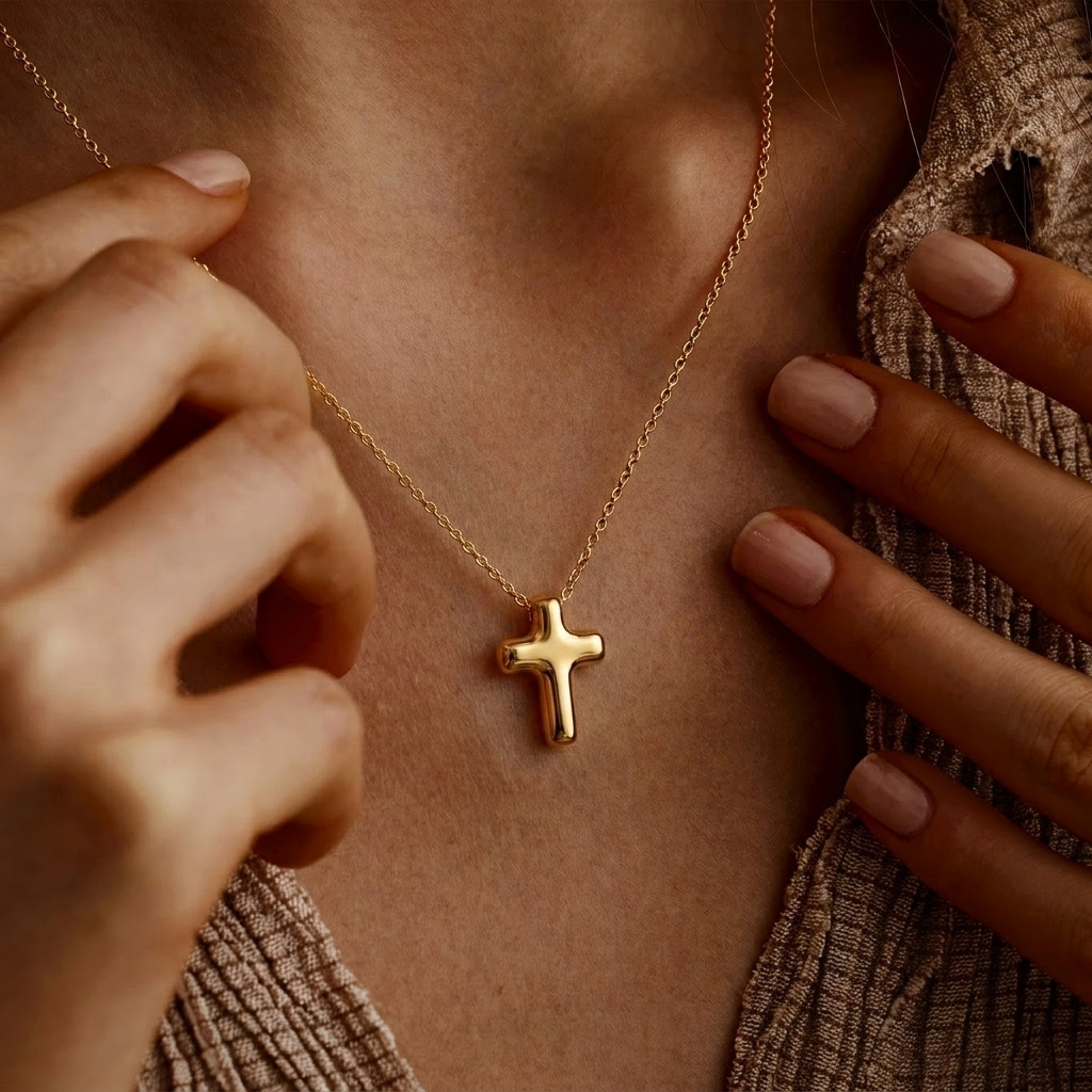 Gold Mini Cross Necklace Margot
