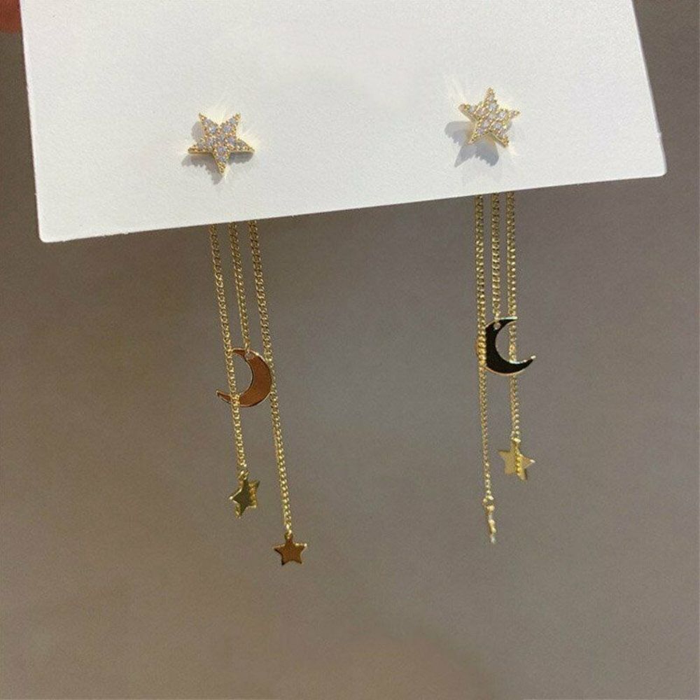 Gold Moon and Star Earrings Margot