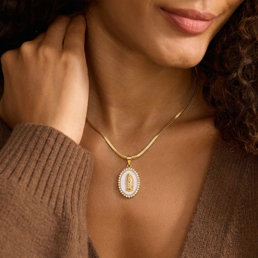 Gold Mother Mary Necklace Margot