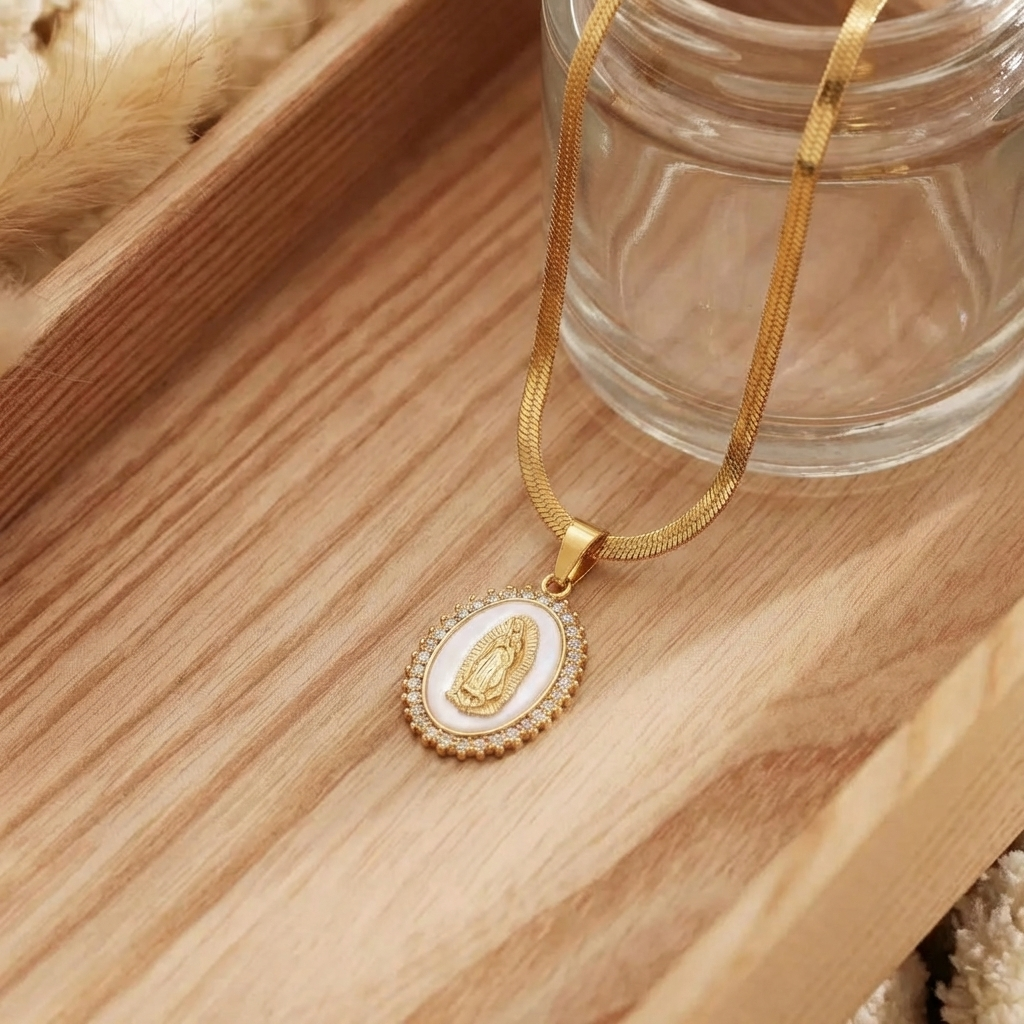 Gold Mother Mary Necklace Margot
