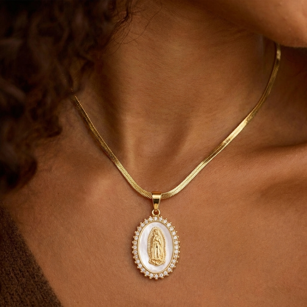 Gold Mother Mary Necklace Margot