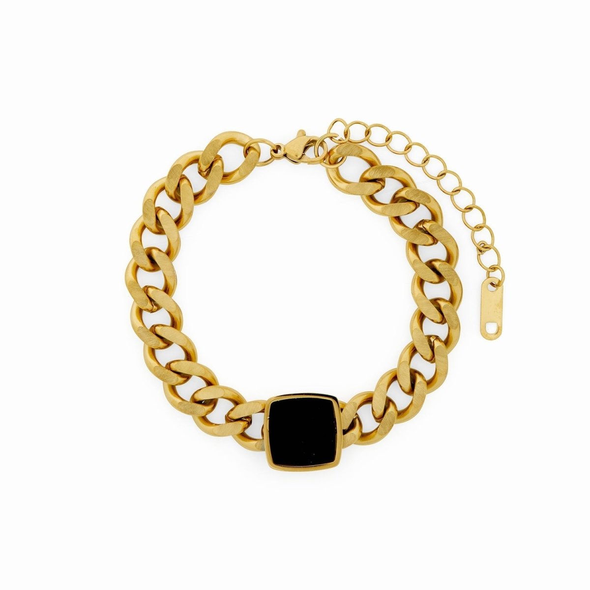 Gold Onyx Pendant Chain Bracelet Margot