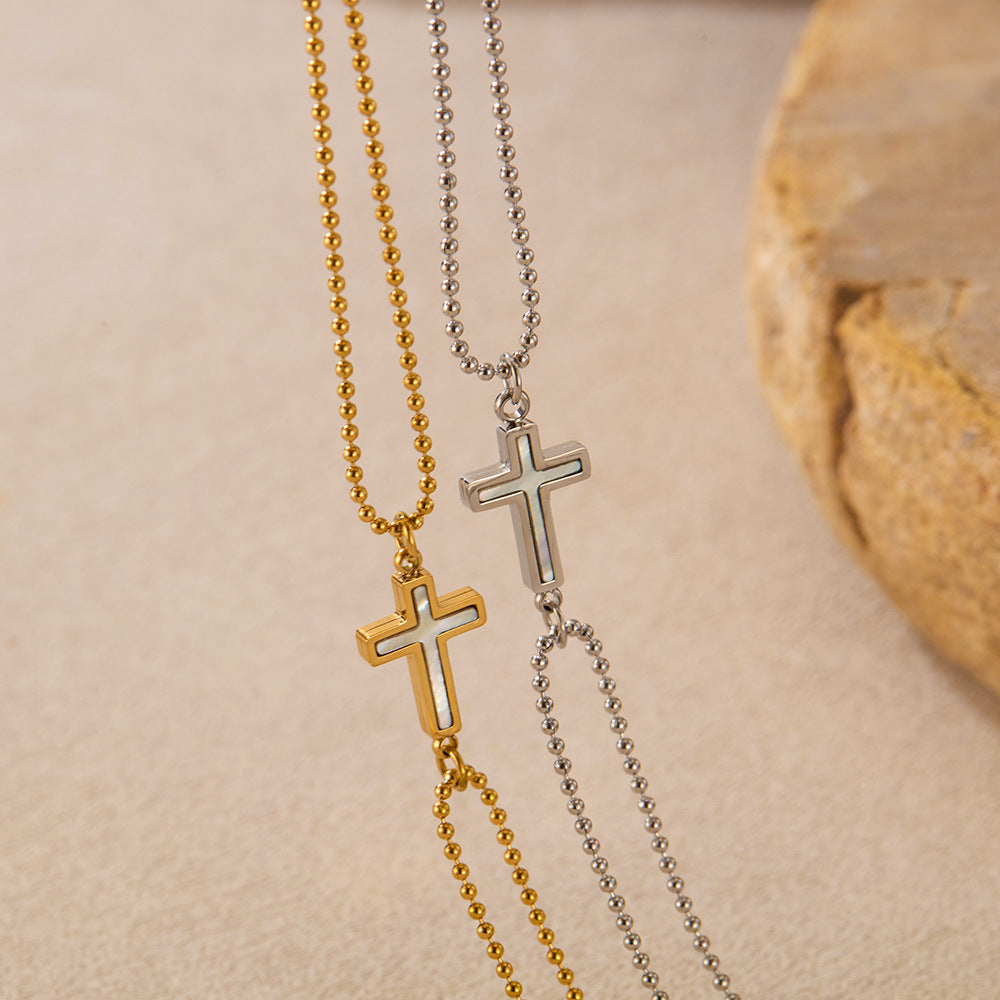 Gold Pearl Cross Bracelet Margot
