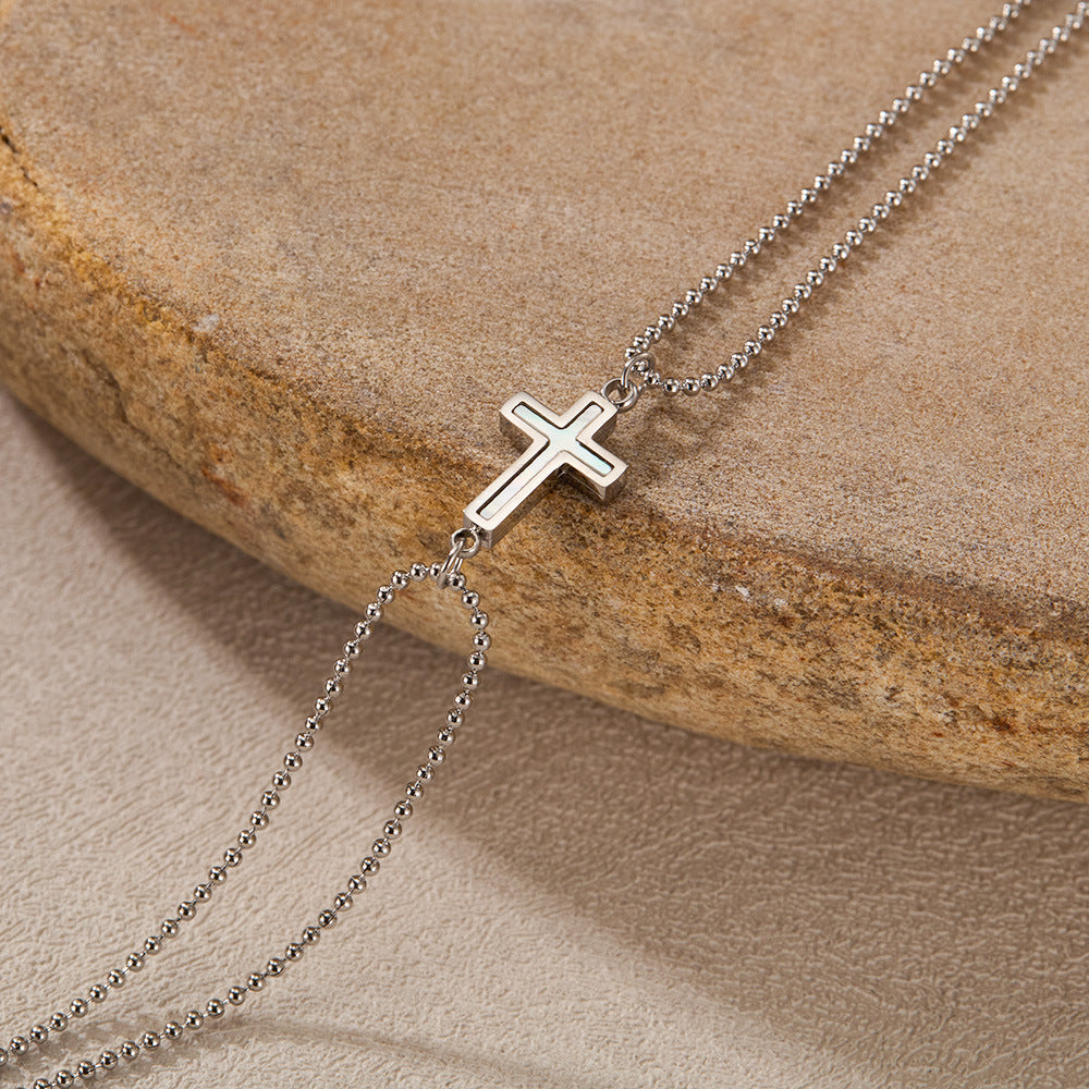 Gold Pearl Cross Bracelet Margot