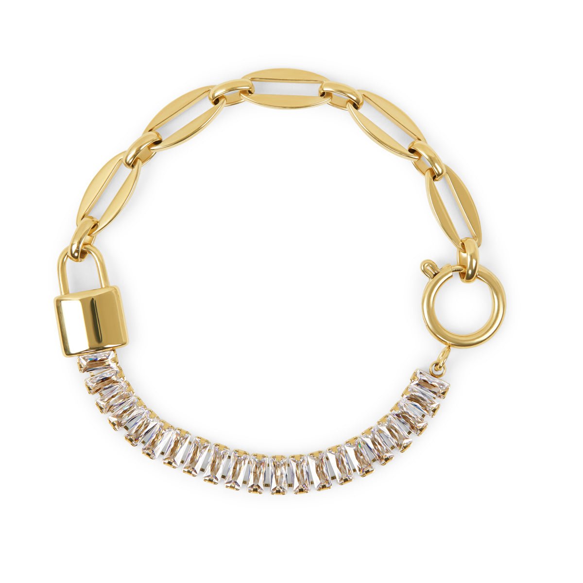 Gold Riviera Baguette Lock Bracelet Margot