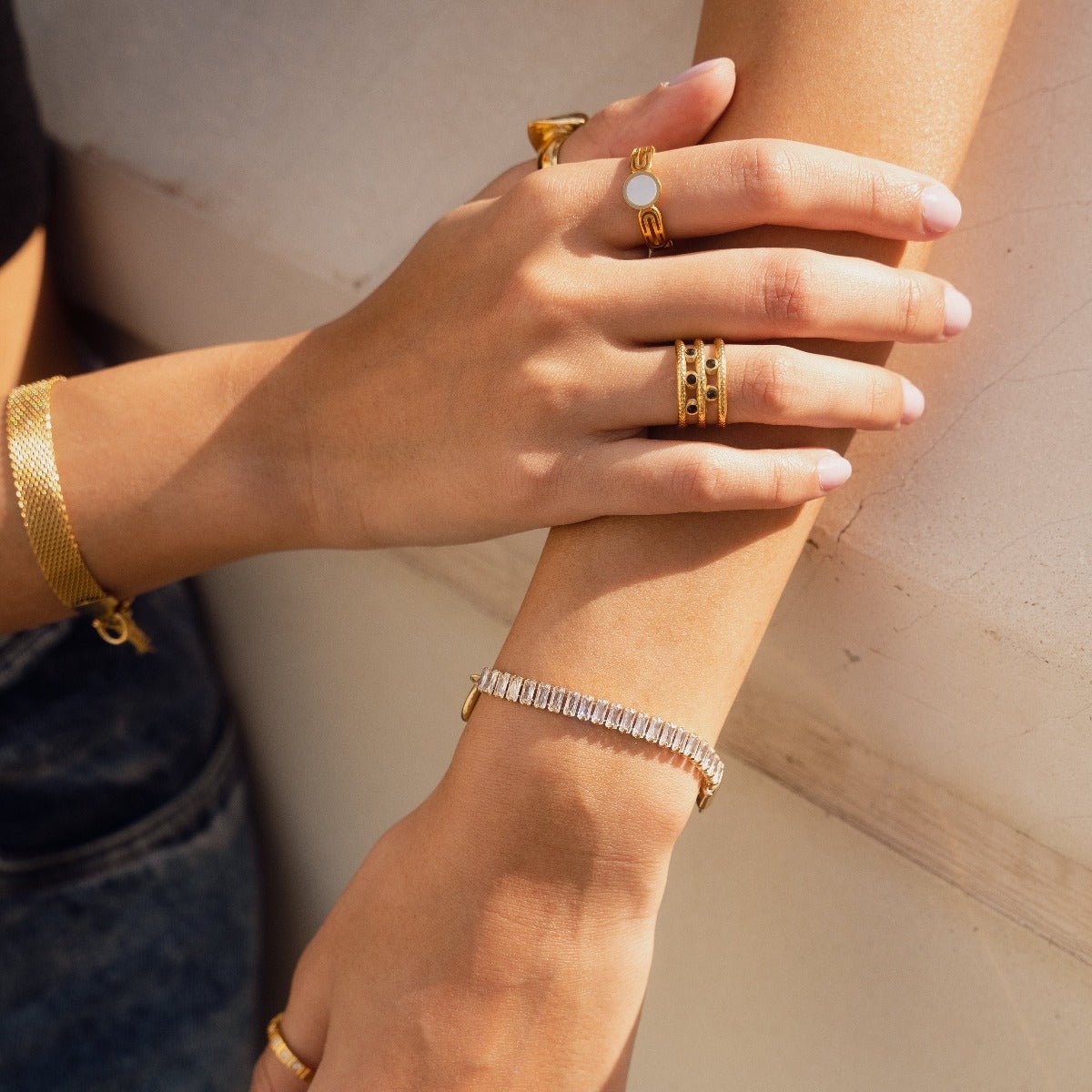 Gold Riviera Baguette Lock Bracelet Margot