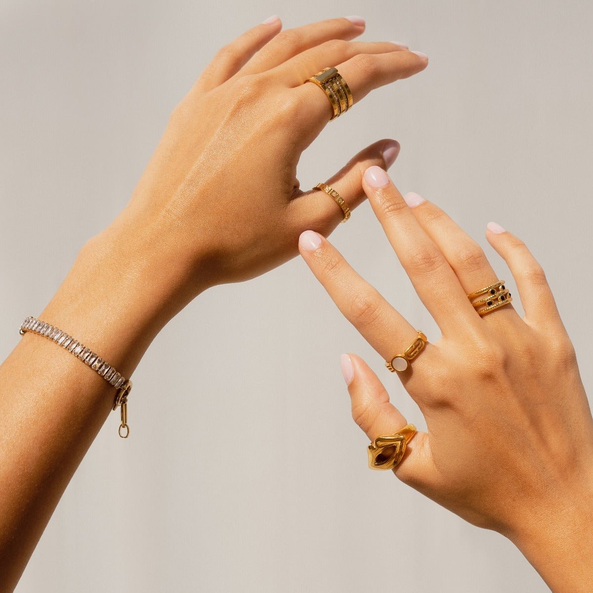 Gold Riviera Baguette Lock Bracelet Margot