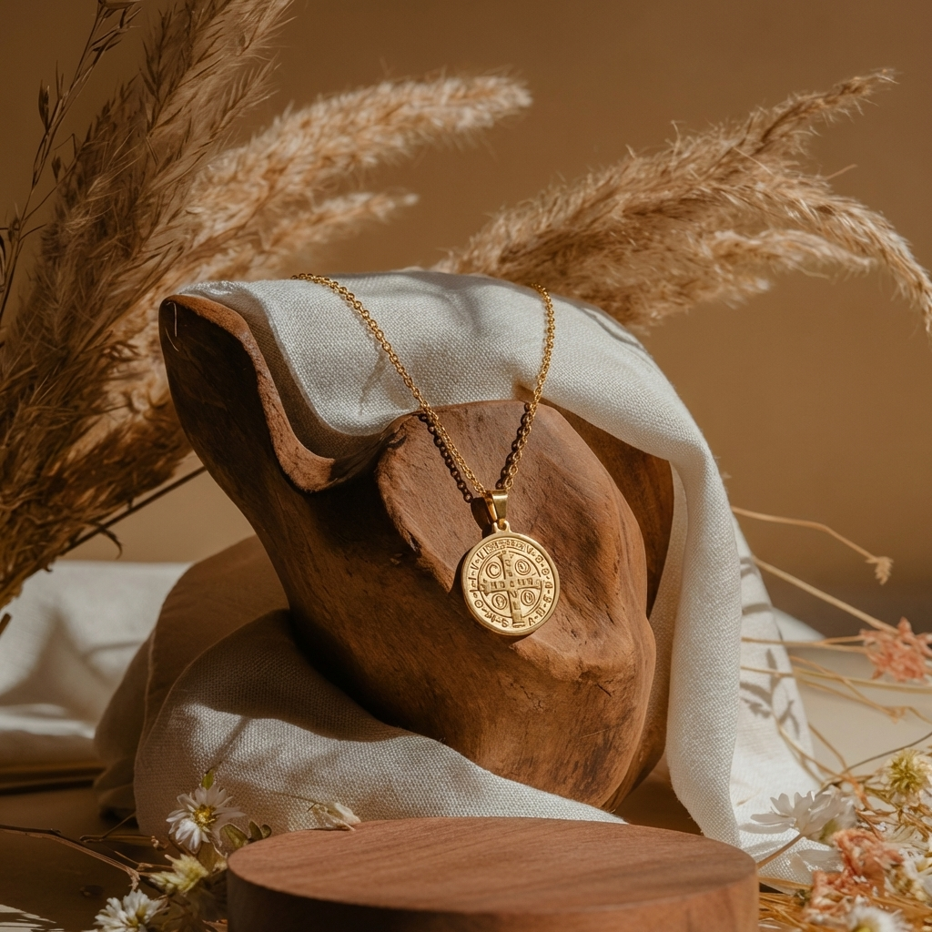 Gold Saint Benedict Necklace Margot