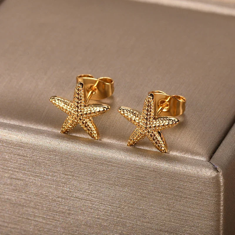 Gold Shell Starfish Earrings Margot