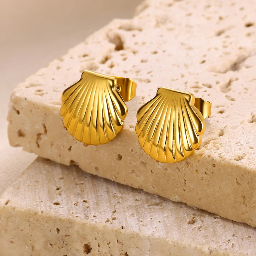 Gold Shell Starfish Earrings Margot