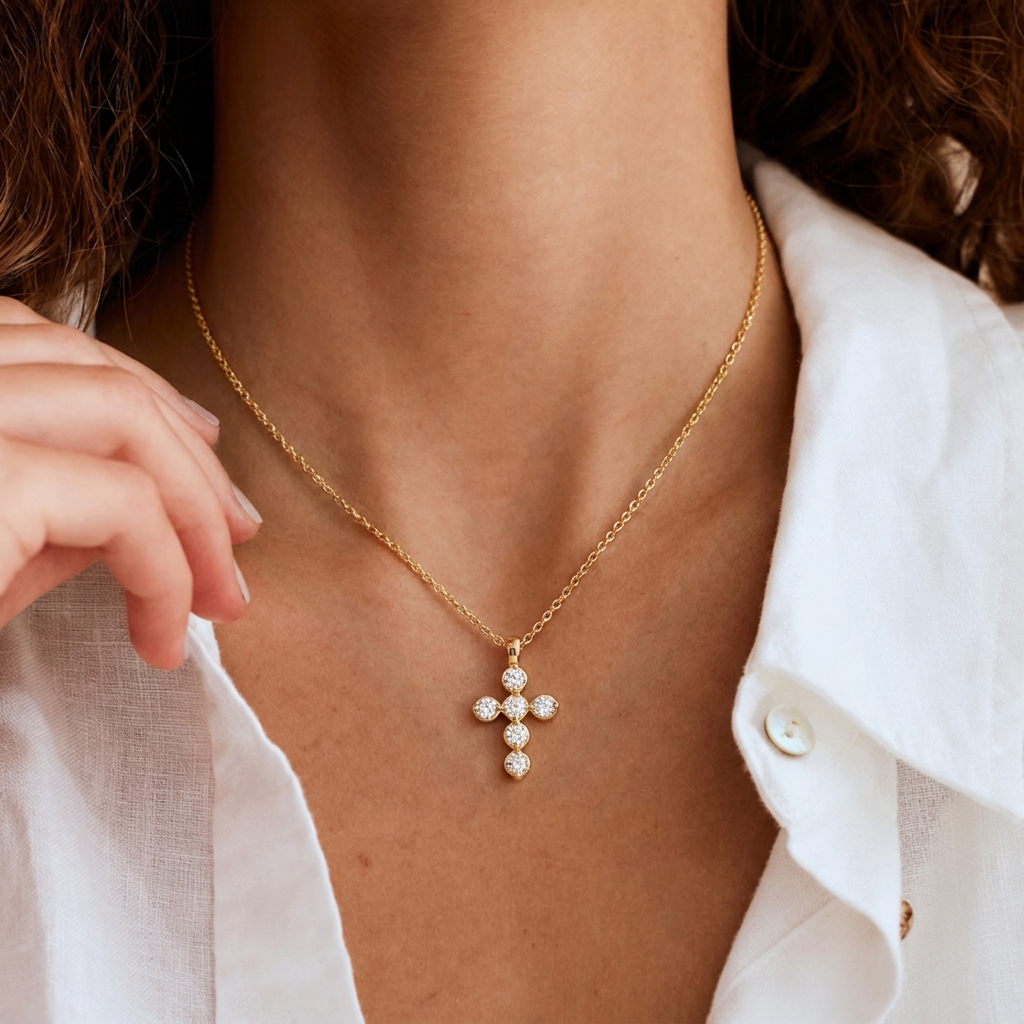 Gold Starlight Cross Necklace Margot