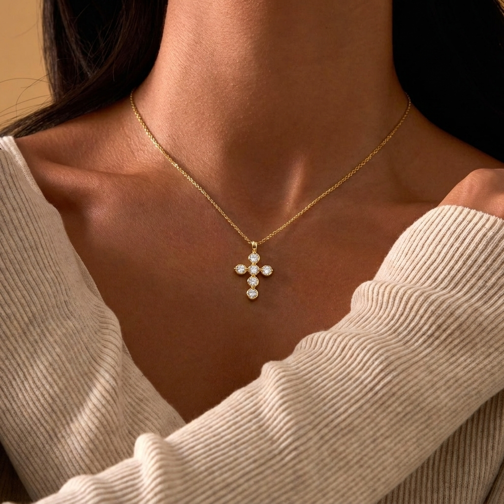 Gold Starlight Cross Necklace Margot