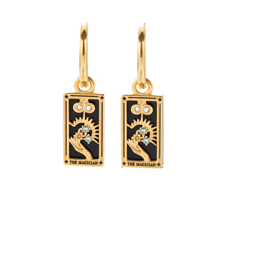 Gold Tarot Card Hoop Earrings Margot
