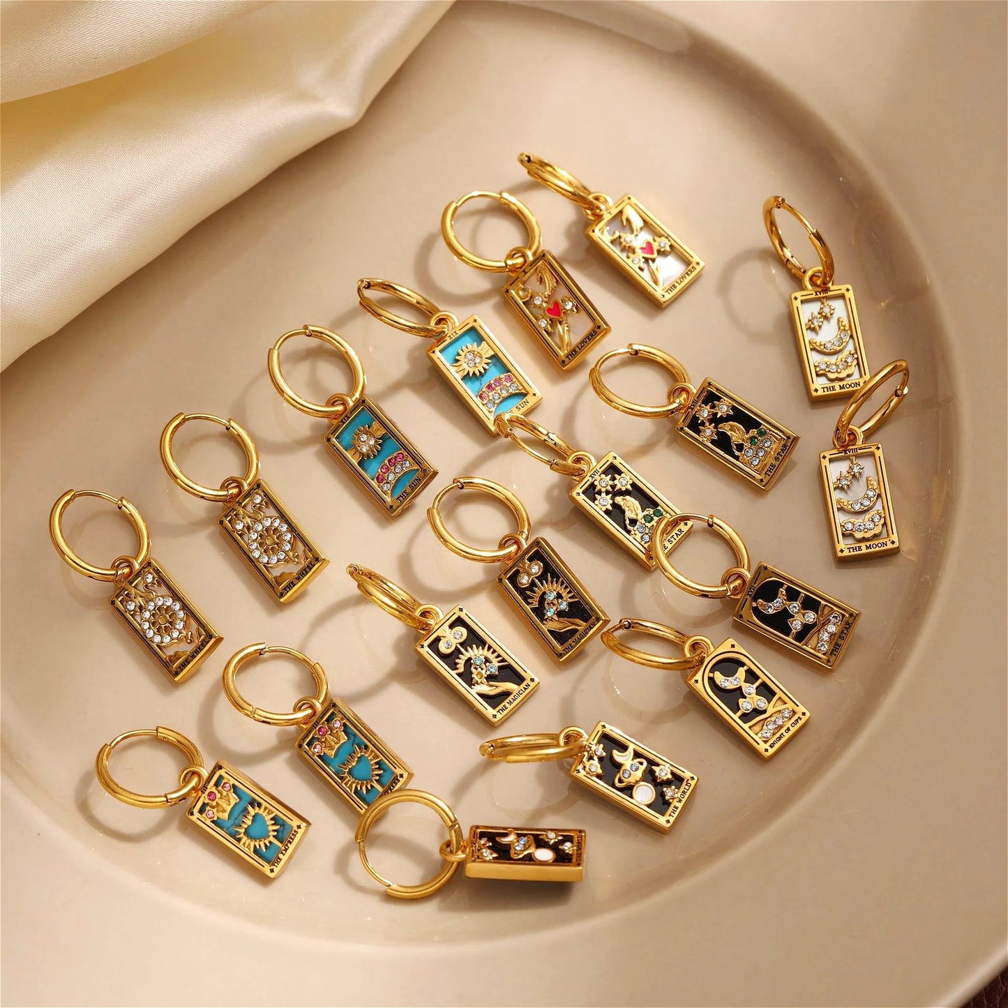 Gold Tarot Card Hoop Earrings Margot