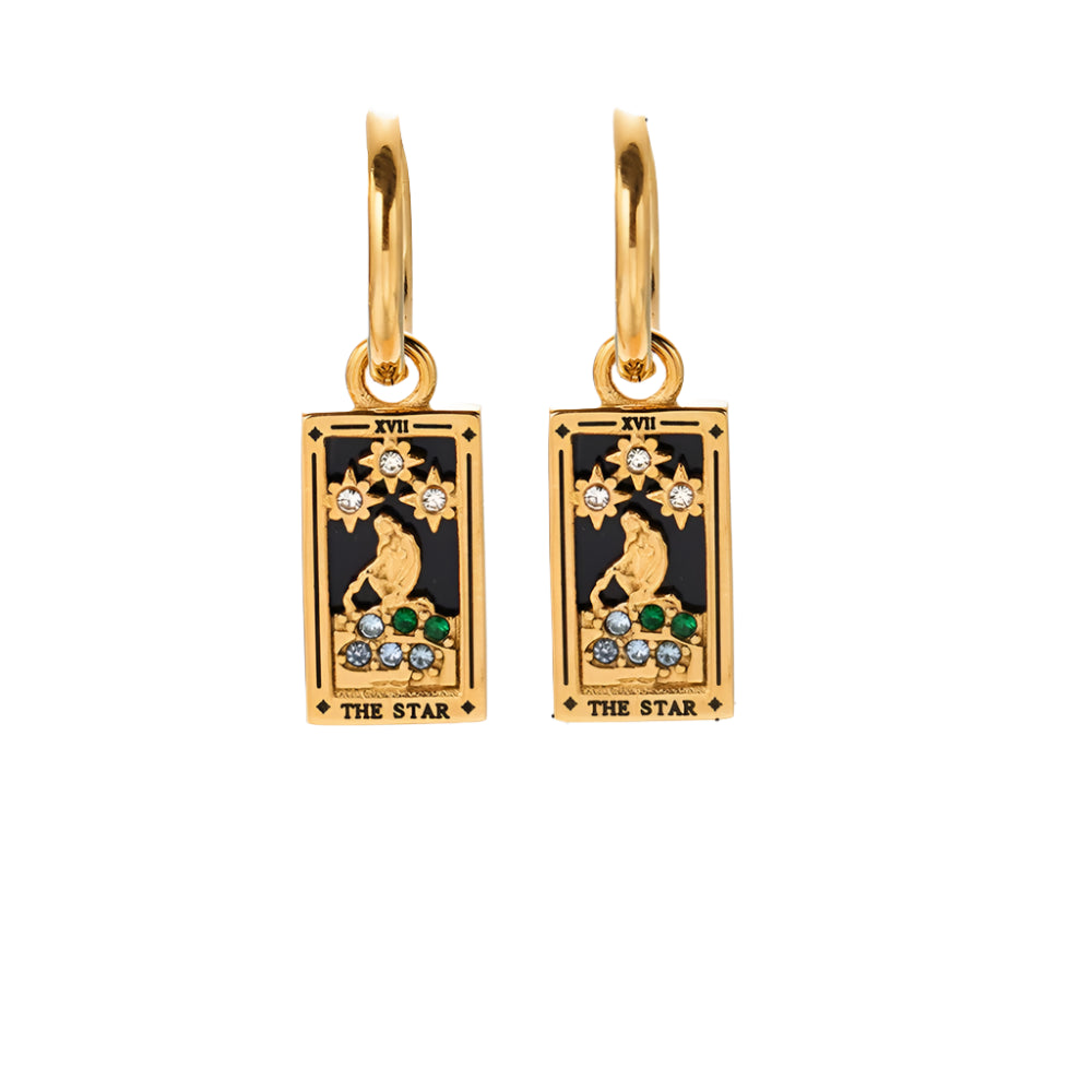 Gold Tarot Card Hoop Earrings Margot