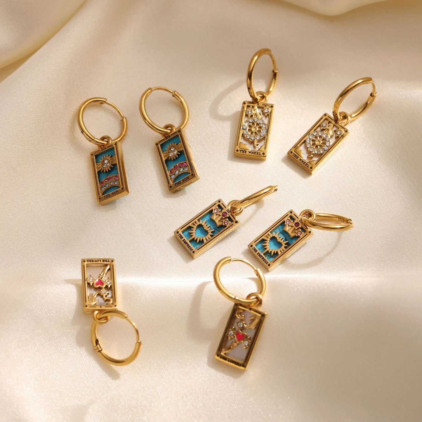 Gold Tarot Card Hoop Earrings Margot