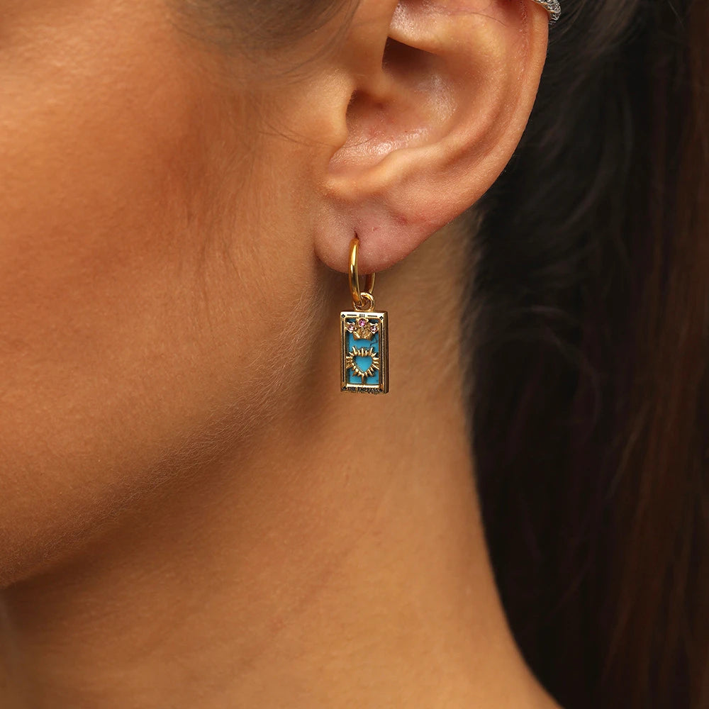 Gold Tarot Card Hoop Earrings Margot