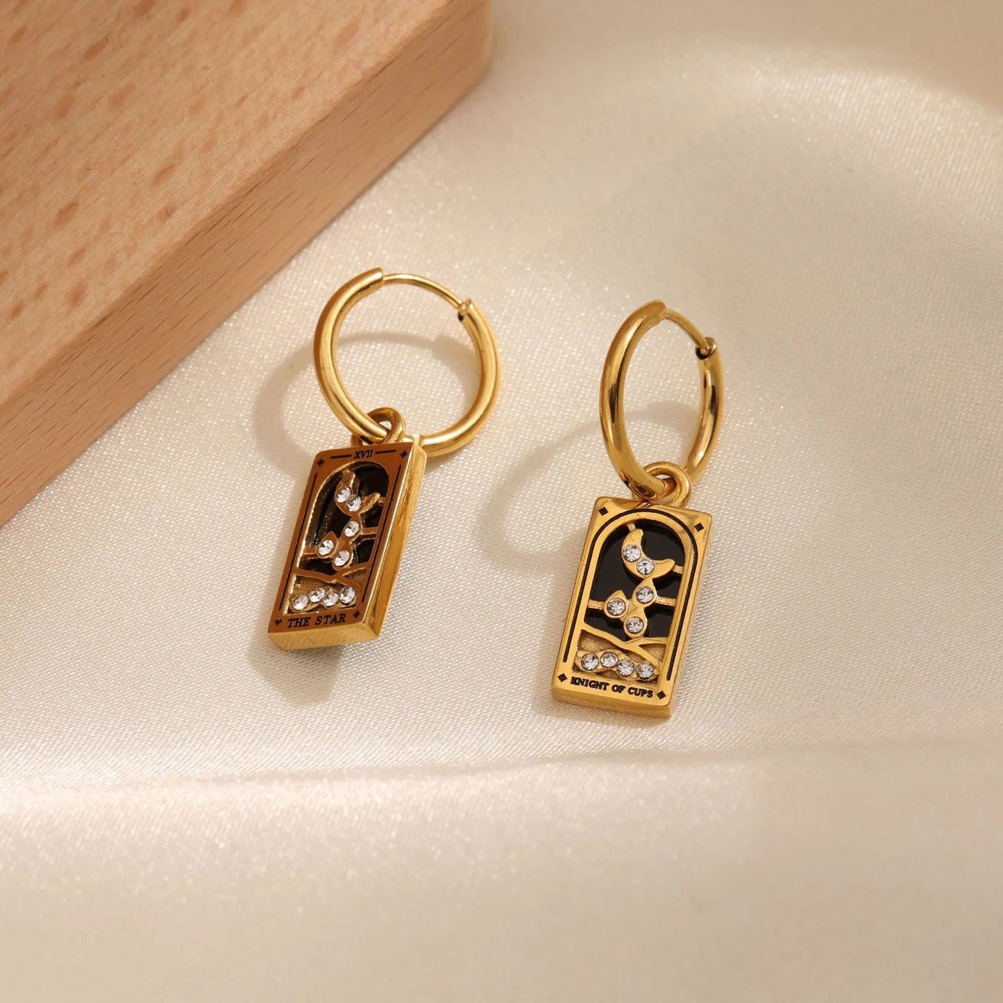 Gold Tarot Card Hoop Earrings Margot