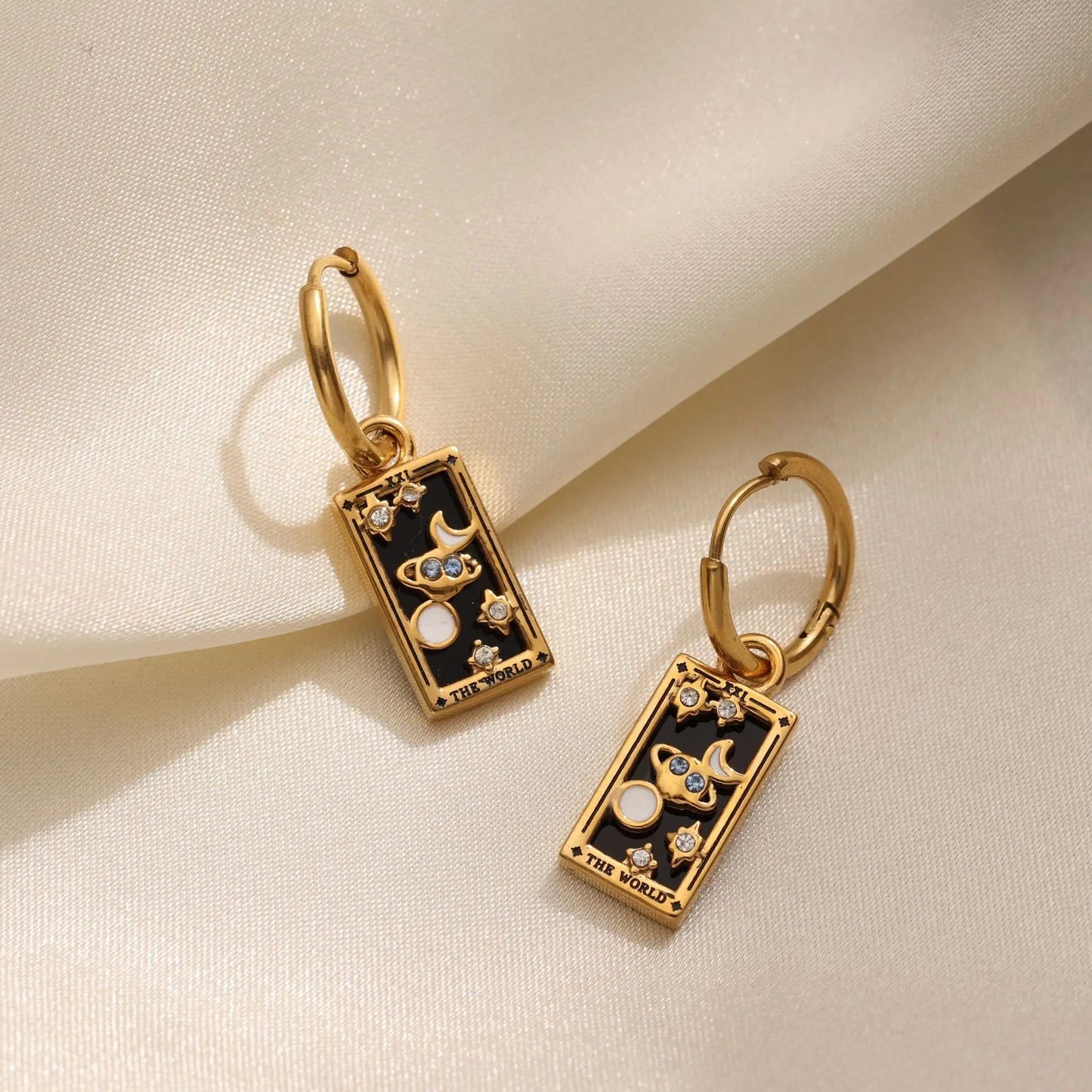 Gold Tarot Card Hoop Earrings Margot