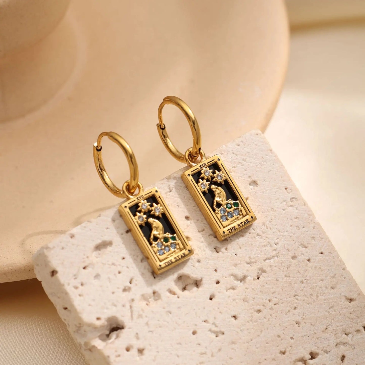 Gold Tarot Card Hoop Earrings Margot