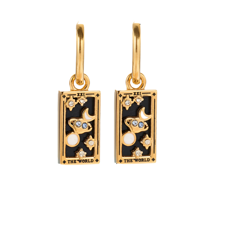 Gold Tarot Card Hoop Earrings Margot