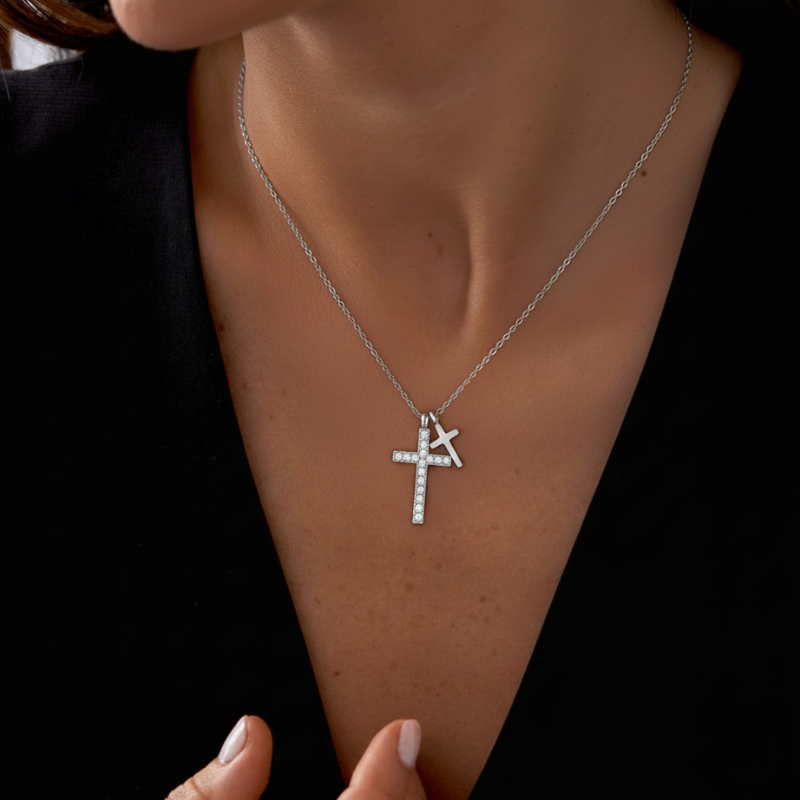 Gold Twin Cross Necklace Margot