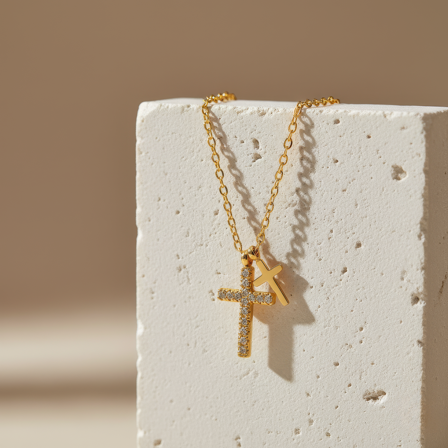 Gold Twin Cross Necklace Margot