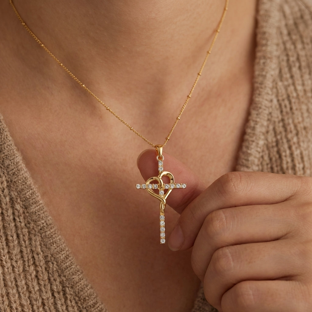 Gold Wrapped Cross Necklace Margot