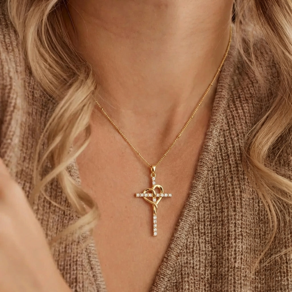 Gold Wrapped Cross Necklace Margot