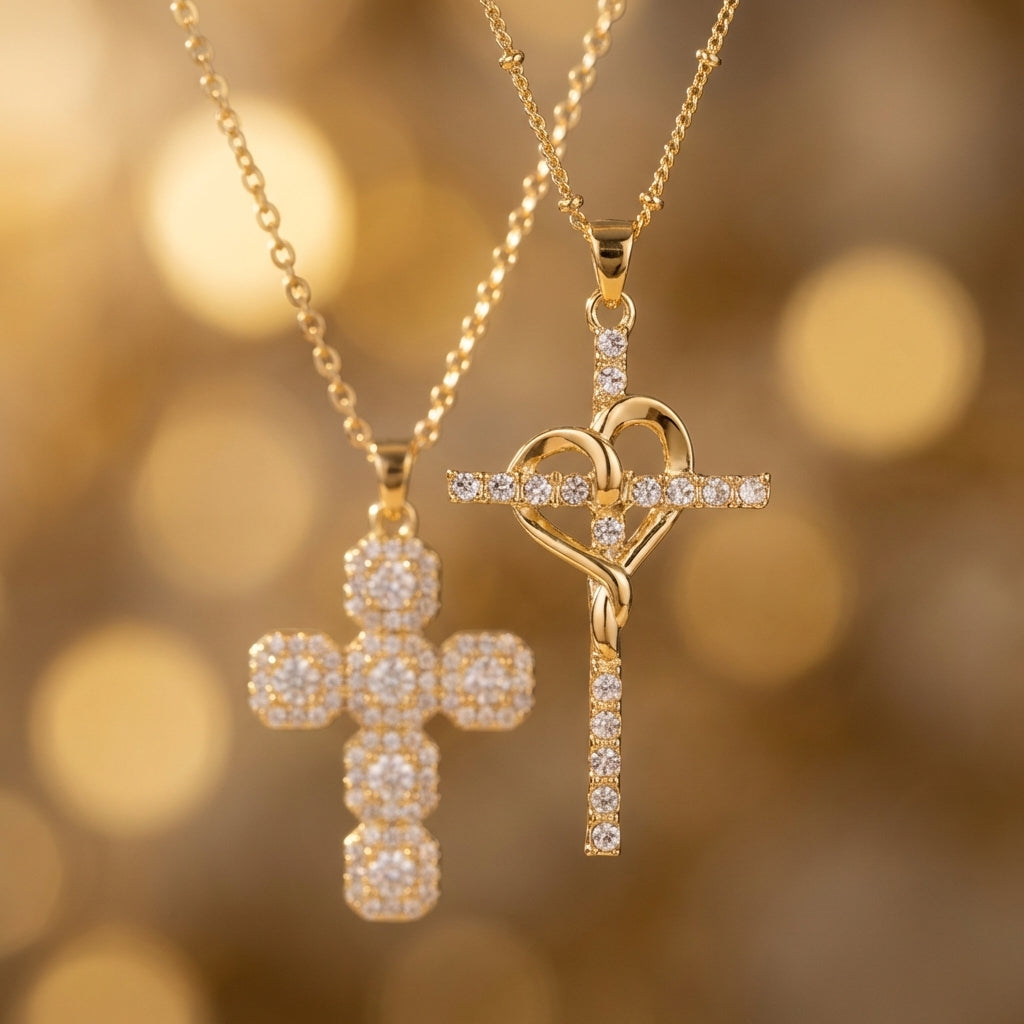 Gold Wrapped Cross Necklace Margot
