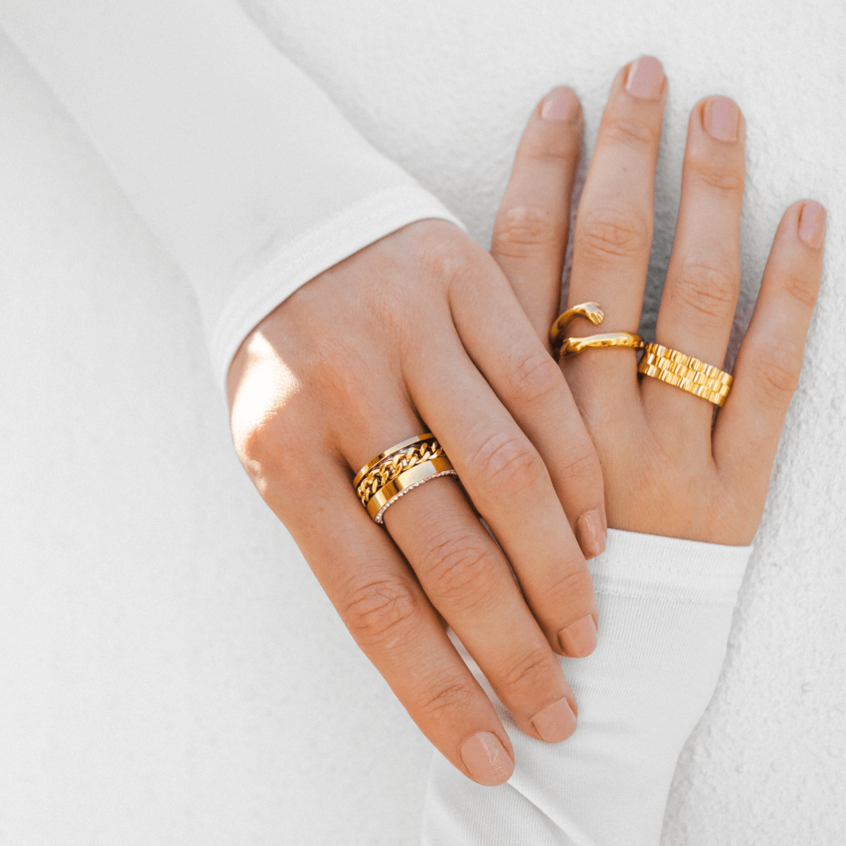 Gold Zirconia Link Ring Margot