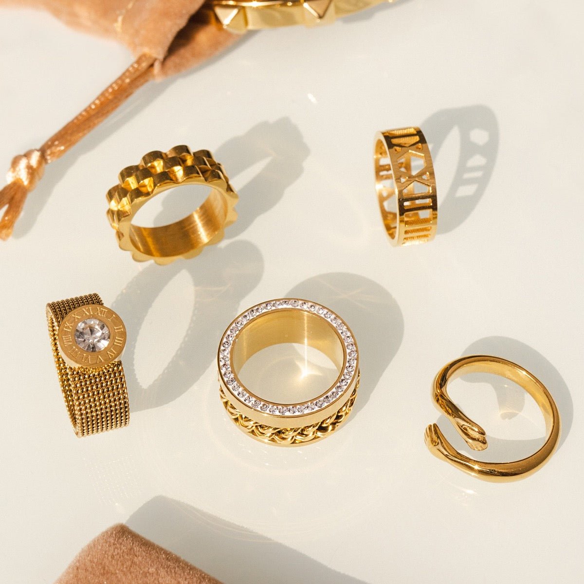 Gold Zirconia Link Ring Margot
