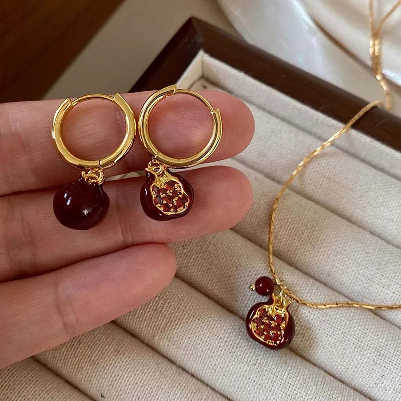 Golden Pomegranate Necklace and Earring Set Margot