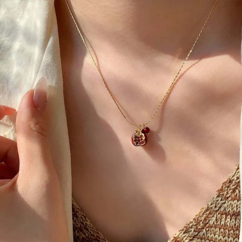 Golden Pomegranate Necklace and Earring Set Margot
