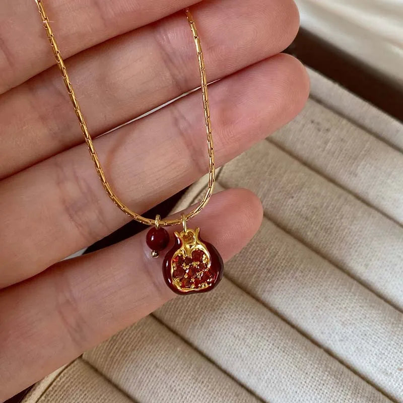 Golden Pomegranate Necklace and Earring Set Margot