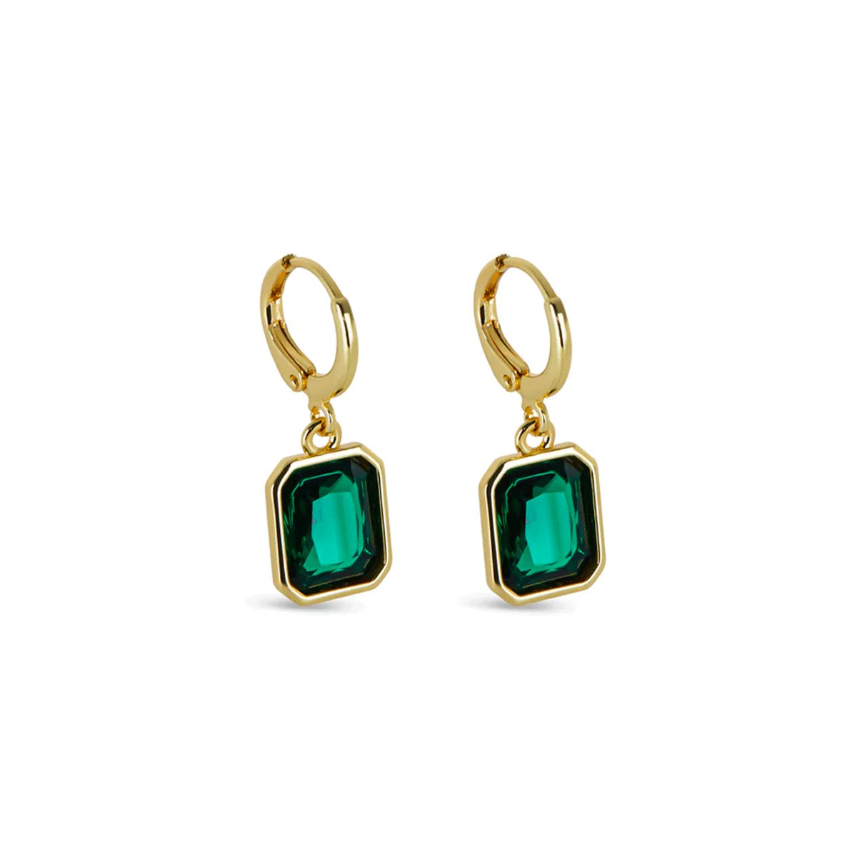 Green Crystal Hoop Earrings Gold Margot