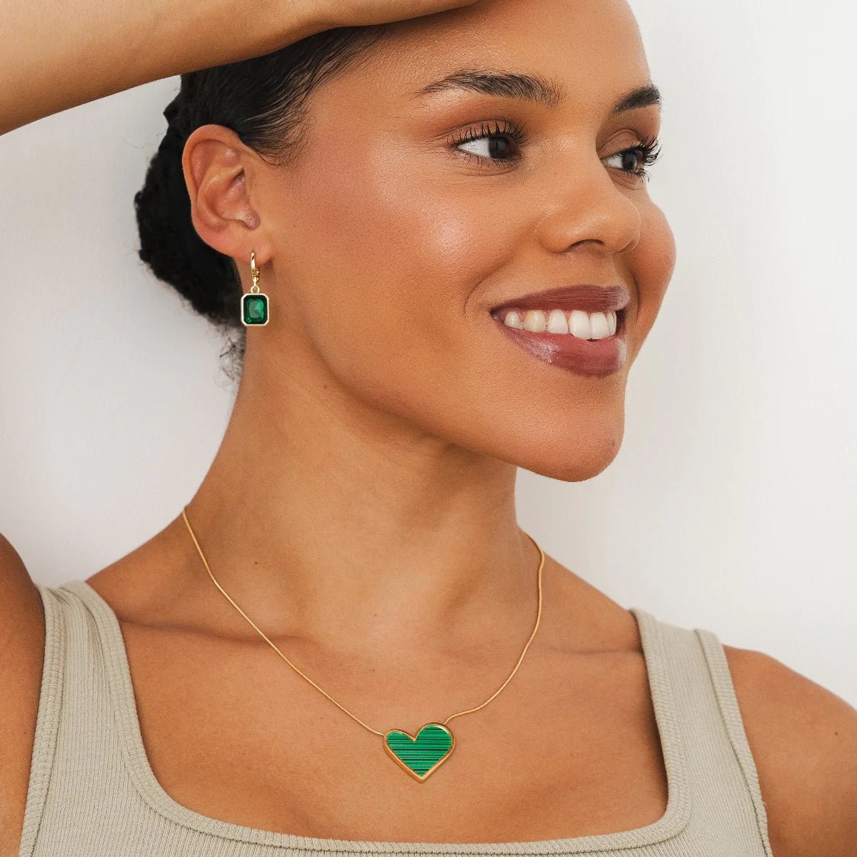 Green Crystal Hoop Earrings Gold Margot