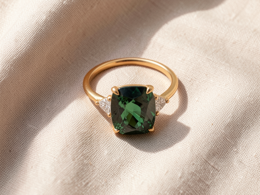 Green Zirconia Ring Gold Margot