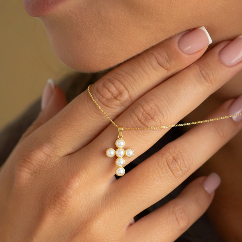 Halo Pearl Necklace Gold Margot