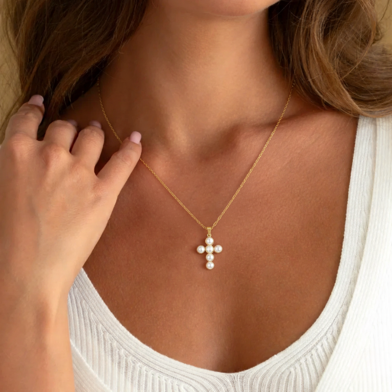 Halo Pearl Necklace Gold Margot