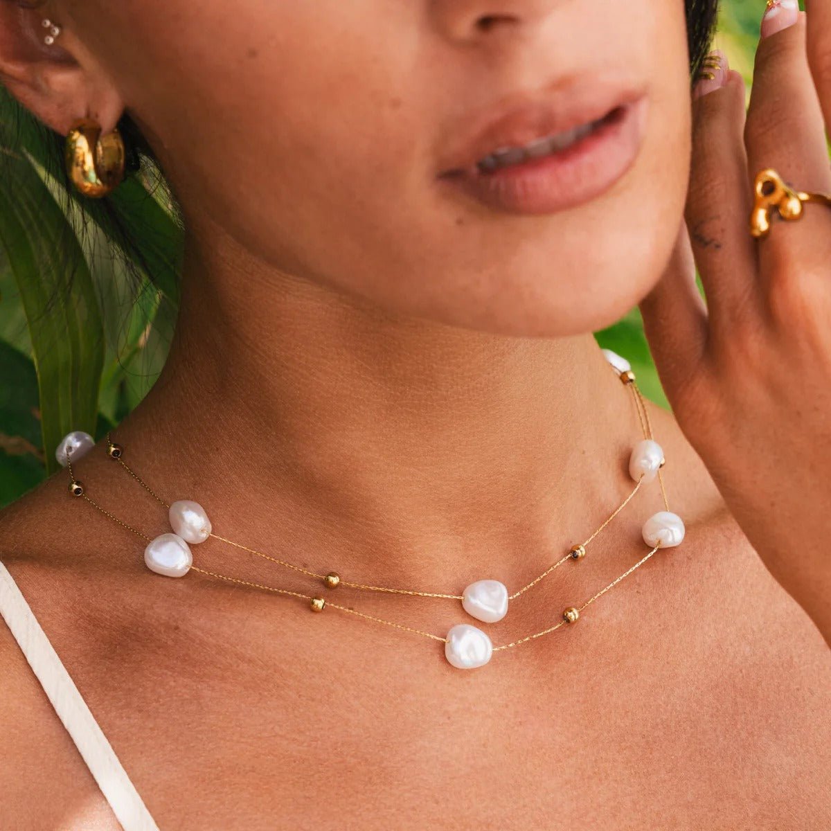 Irregular Gold Pearl Necklace Margot