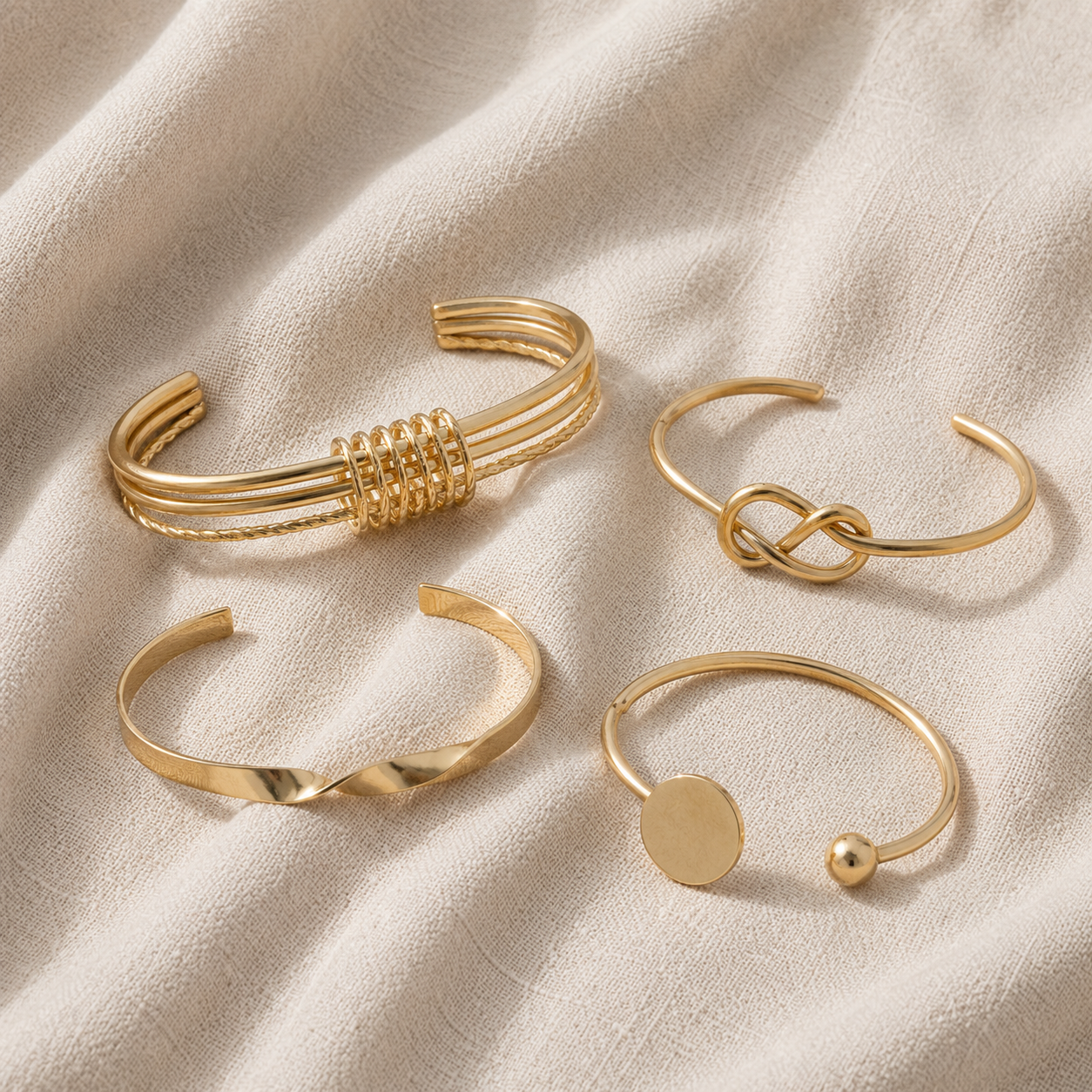 Knotted Gold Bracelet Set Margot