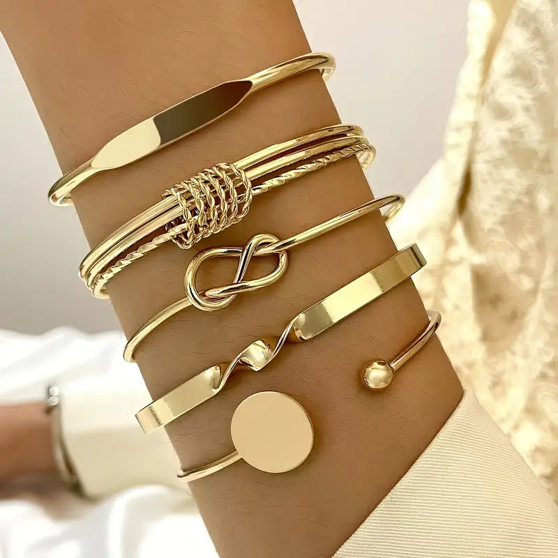 Knotted Gold Bracelet Set Margot