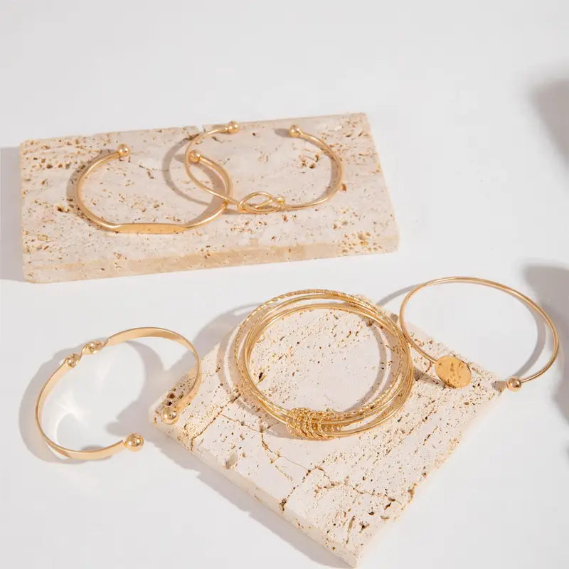 Knotted Gold Bracelet Set Margot