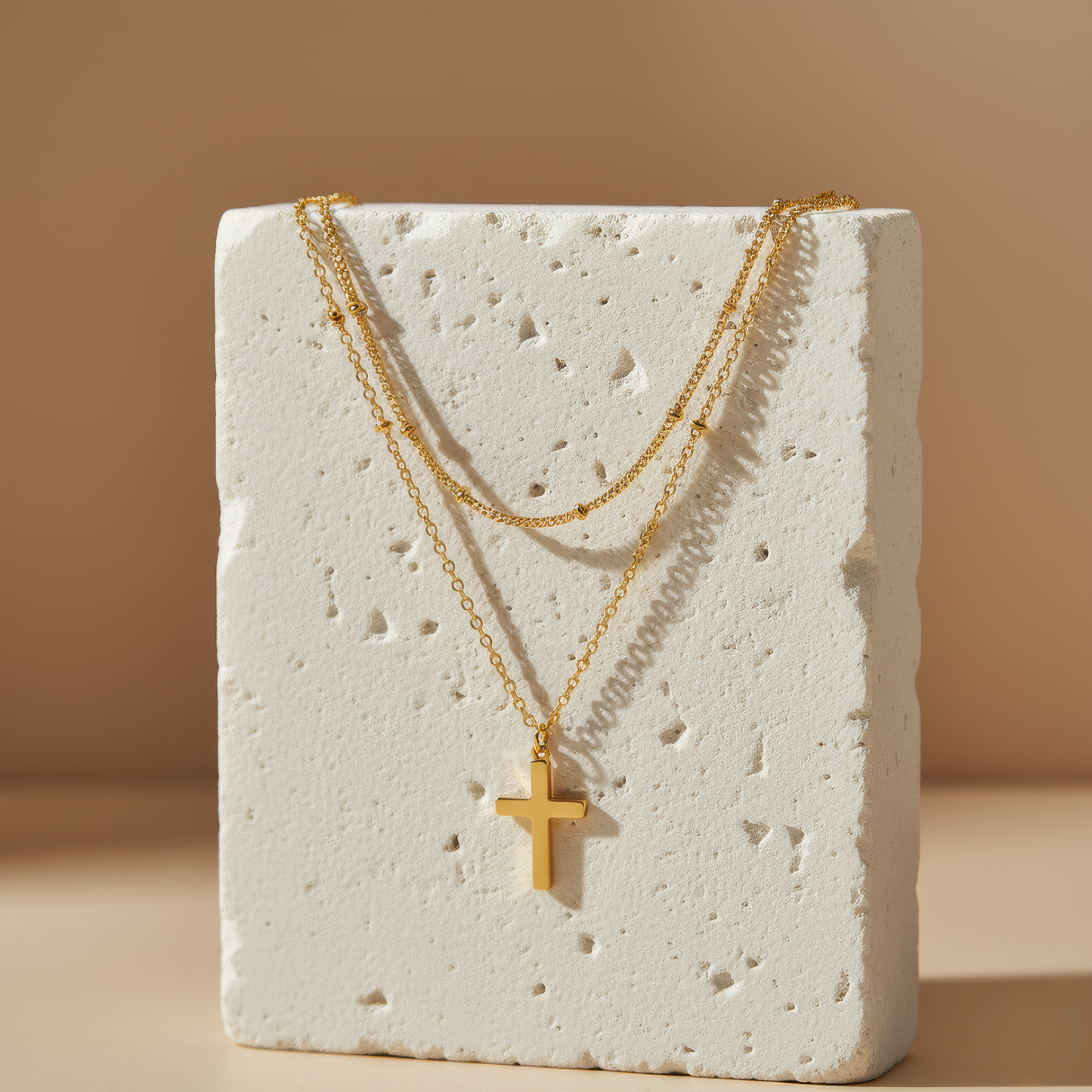 Layered Gold Cross Necklace Margot