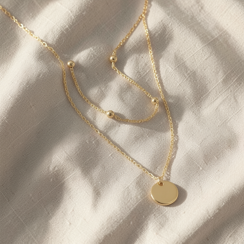 Layered Gold Necklace with Dual Design Margot
