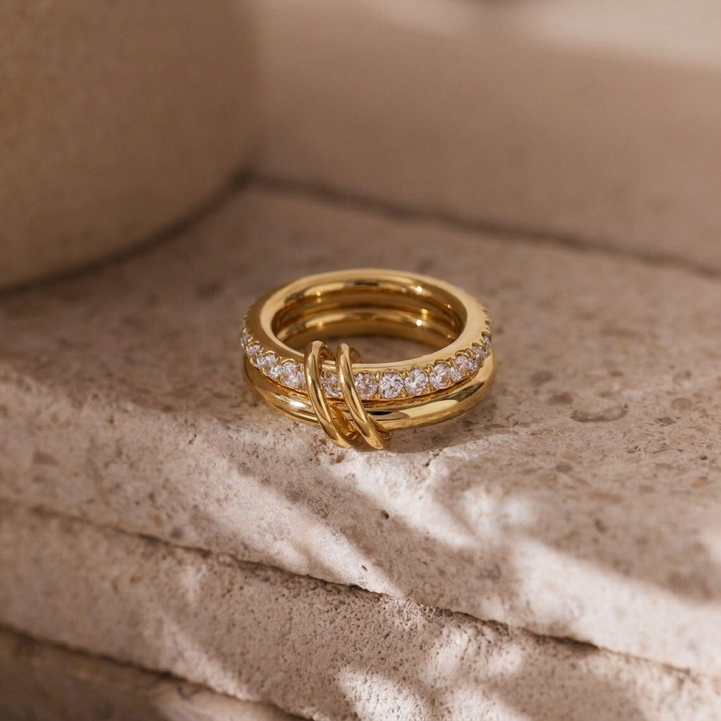 Linked Bands Gold Ring Margot