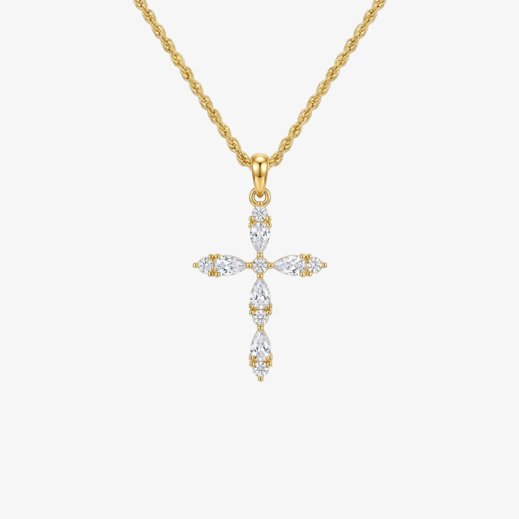 Marquise Gold Cross Necklace Margot