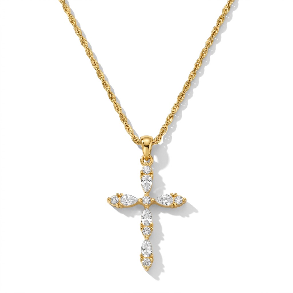 Marquise Gold Cross Necklace Margot